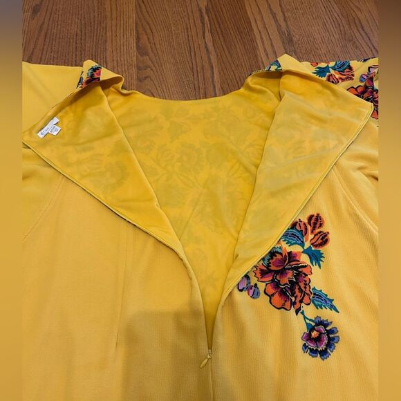NWOT C.1946 Cato Yellow and Colorful Floral Flouncy Sleeve Knee Smock Dress - Picture 12 of 14